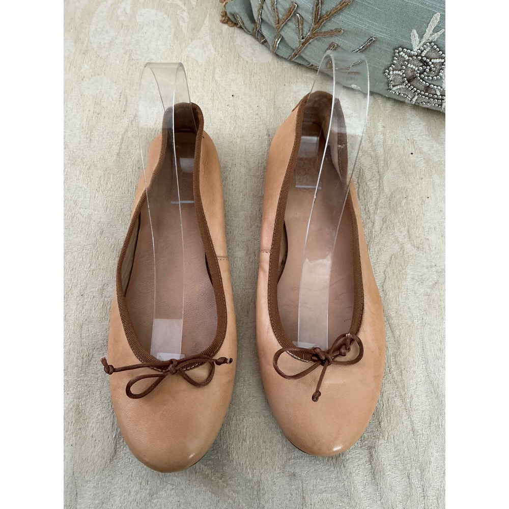 OTISOPSE LEATHER SILK FLAT SHOES TAN Contrast  BALLERINA Size 40